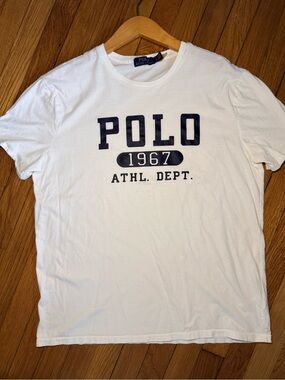 Polo by Ralph Lauren White T-Shirt with Navy 'POLO 1967 ATHL. DEPT.' Graphic